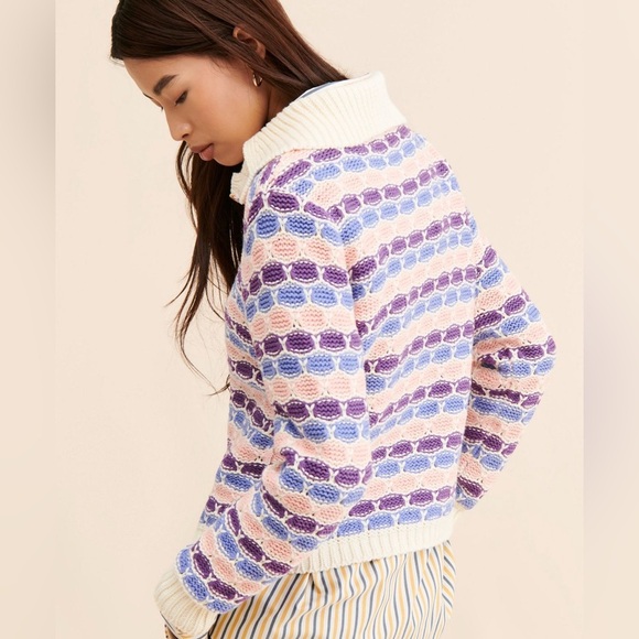 Free People x Find me Now Confetti Crochet Polo Sweater,XL XXL, runs like large - Picture 2 of 9